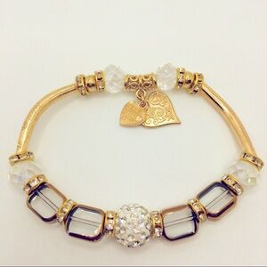 BRACELET CRYSTAL MADE WITH LOVE CHARM IN G…